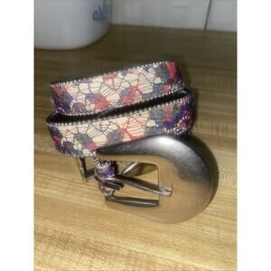 Vintage 80s Elite Fresno California Women's Jeweled Rainbow Colorful Belt Sz LRG